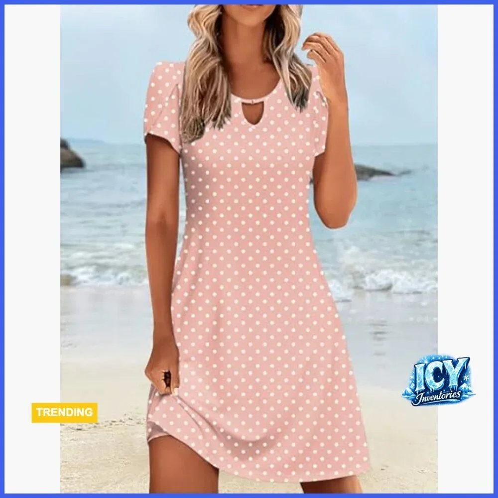 Casual A-Line Dress with Pockets Flowy Mini Sundress